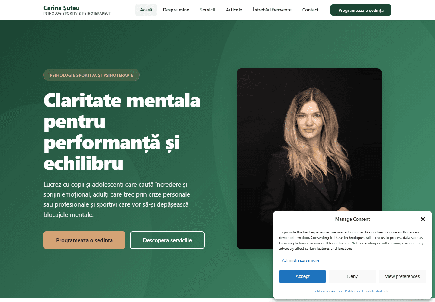 Carina Șuteu — captură din platformă