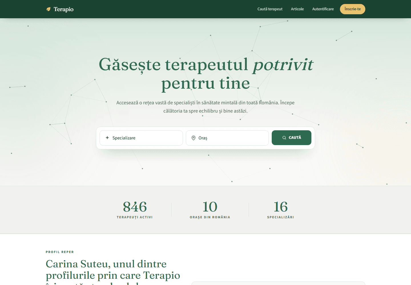 Terapio — captură din platformă